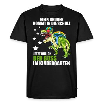 Mein Bruder Kommt In Die Schule Kindergarten Boss - Männer Premium Bio T-Shirt - Schwarz - Vorne - Nico (187cm)