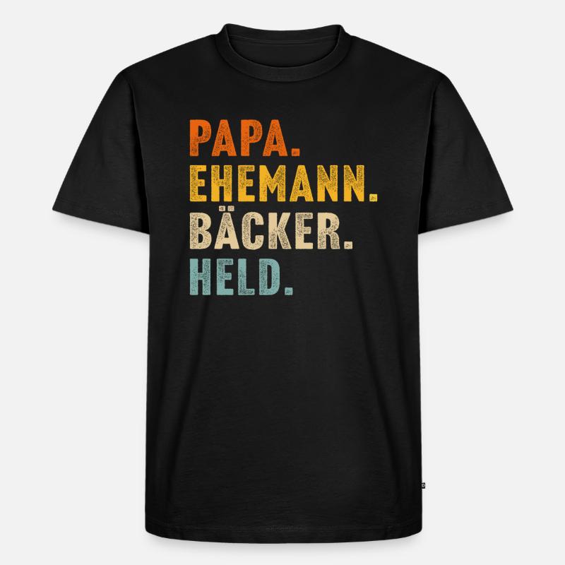 papa ehemann Bäcker held - Männer Premium Bio T-Shirt - Schwarz