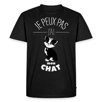 J'peux pas j'ai mon chat - T-shirt Premium bio Homme - noir - Devant - Nico (187cm)