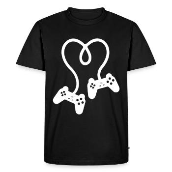 Gaming Gamer Love Video Games Heart Controller - Men's Premium Organic T-Shirt - black - Front - Nico (187cm)