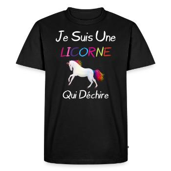 Je Suis Une Licorne - T-shirt Premium bio Homme - noir - Devant - Nico (187cm)