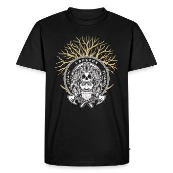 Viking Valhalla Guerrier Nordique Axe Yggdrasil - T-shirt Premium bio Homme - noir - Devant - Nico (187cm)