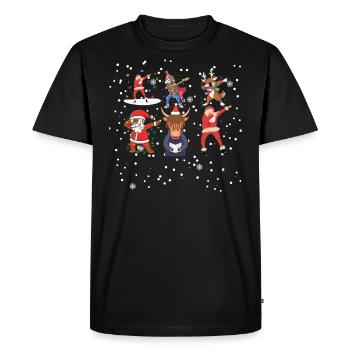 Dabbing Le squelette du Père Noël et Carol chantant Yak - T-shirt Premium bio Homme - noir - Devant - Nico (187cm)