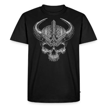 Crâne viking avec casque à cornes - T-shirt Premium bio Homme - noir - Devant - Nico (187cm)