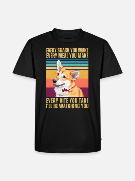WATCHING CORGI - Men's Premium Organic T-Shirt - black