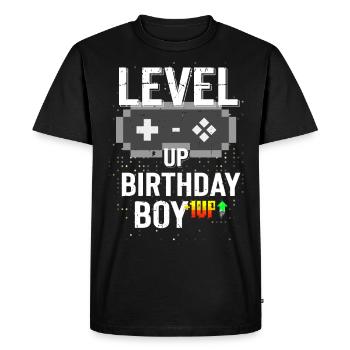Cadeau d’anniversaire pour joueur, garçon d’anniversaire de niveau supérieur - T-shirt Premium bio Homme - noir - Devant - Nico (187cm)
