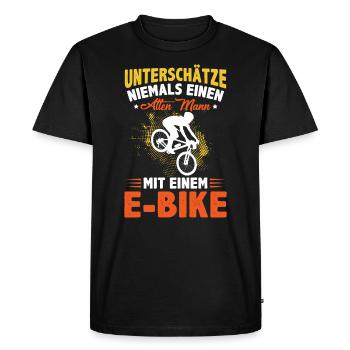 Lustiger Radfahrer Spruch Alte Mann E-Bike Fahrrad - Männer Premium Bio T-Shirt - Schwarz - Vorne - Nico (187cm)