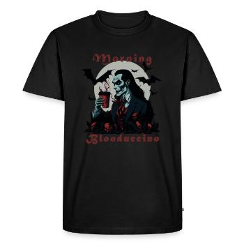 Cappuccino of blood, Dracula, Halloween - Men's Premium Organic T-Shirt - black - Front - Nico (187cm)