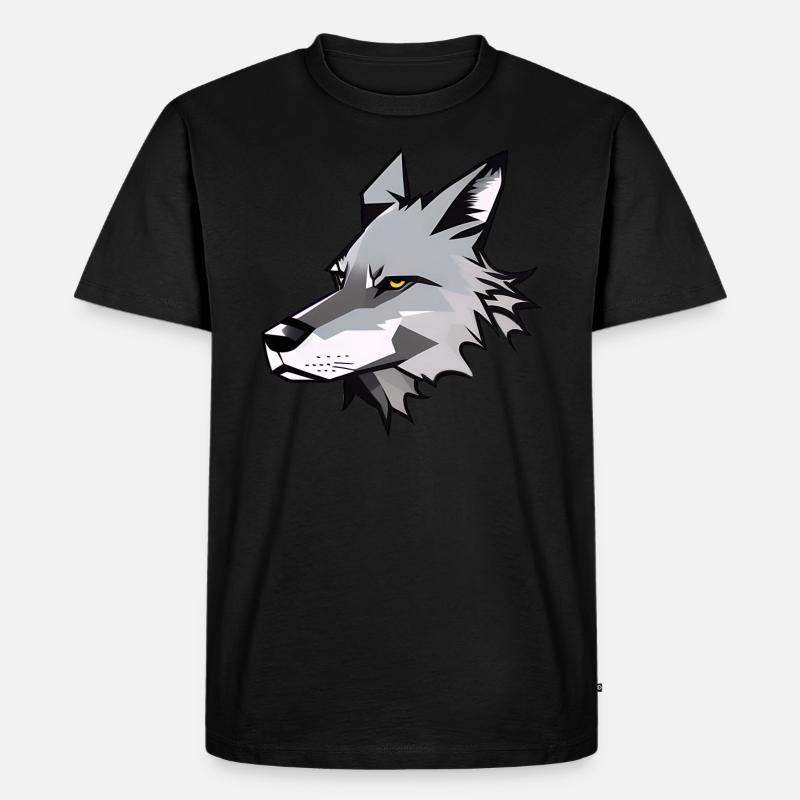 Wolf - Männer Premium Bio T-Shirt - Schwarz