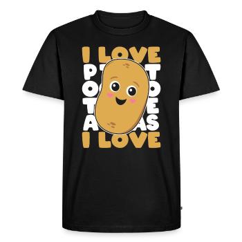 J’aime les pommes de terre Pomme de terre Cadeau de pommes de terre - T-shirt Premium bio Homme - noir - Devant - Nico (187cm)