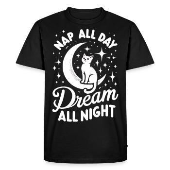 Chemise de nuit officielle - Cat Moon Stars - T-shirt Premium bio Homme - noir - Devant - Nico (187cm)