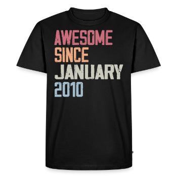 Anniversaire Janvier 2010 Rétro 2010 Janvier - T-shirt Premium bio Homme - noir - Devant - Nico (187cm)