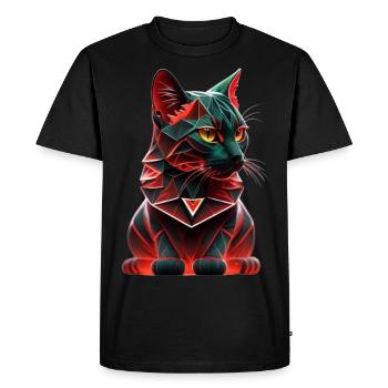 Chat géométrique - T-shirt Premium bio Homme - noir - Devant - Nico (187cm)