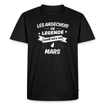 les ardechois de legende nés en mars - T-shirt Premium bio Homme - noir - Devant - Nico (187cm)