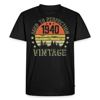 Vintage 1940's Born 1940's 1940's Birthday Gift - Men's Premium Organic T-Shirt - black - Front - Nico (187cm)