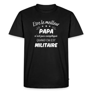 ëtre le meilleur papa pas compliqué si militaire - T-shirt Premium bio Homme - noir - Devant - Nico (187cm)