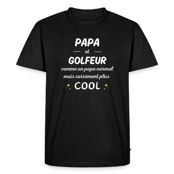 papa et golfeur papa normal plus cool - T-shirt Premium bio Homme - noir - Devant - Nico (187cm)
