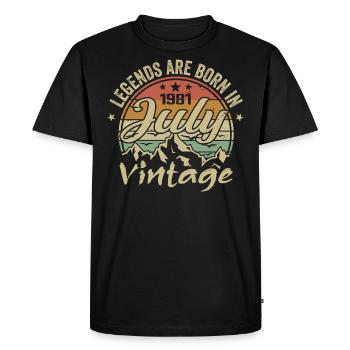 Vintage July 1981 Birthday July 1981 - Men's Premium Organic T-Shirt - black - Front - Nico (187cm)
