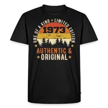 Original 1973 Birthday Gift 1973 Authentic - Men's Premium Organic T-Shirt - black - Front - Nico (187cm)