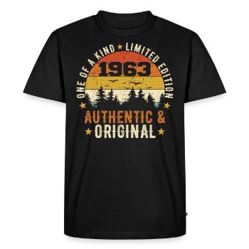 Original 1963 Birthday Gift 1963 Authentic - Men's Premium Organic T-Shirt - black - Front - Nico (187cm)