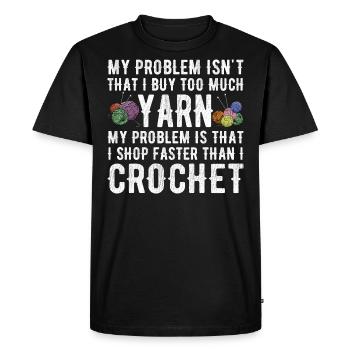 Crochet Crocheting Yarn Knitting Funny Knitter Tee - Men's Premium Organic T-Shirt - black - Front - Nico (187cm)