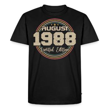 Millésime Né(e) Août 1988 Cadeau Anniversaire 1988 - T-shirt Premium bio Homme - noir - Devant - Nico (187cm)