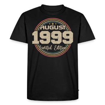 Millésime Né(e) Août 1999 Cadeau Anniversaire 1999 - T-shirt Premium bio Homme - noir - Devant - Nico (187cm)