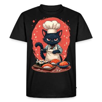Sushi Chef Chat - T-shirt Premium bio Homme - noir - Devant - Nico (187cm)