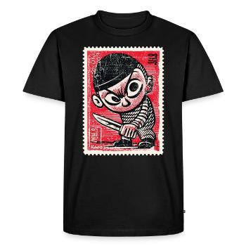 Bande dessinée gangster sur timbre-poste - T-shirt Premium bio Homme - noir - Devant - Nico (187cm)