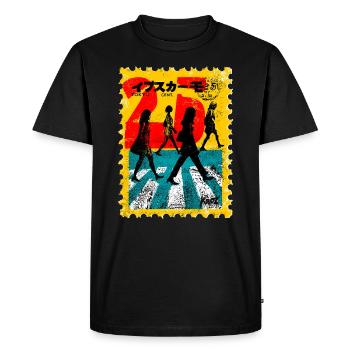 Tokyo Zebra Crossing – Retro Postage Stamp - Men's Premium Organic T-Shirt - black - Front - Nico (187cm)