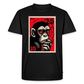 Singe cool sur timbre-poste - T-shirt Premium bio Homme - noir - Devant - Nico (187cm)