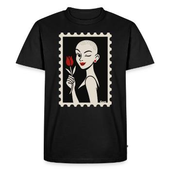 Buzzcut & Rose – un flirt de timbres - T-shirt Premium bio Homme - noir - Devant - Nico (187cm)