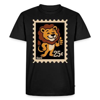 Lion amical sur un timbre-poste - T-shirt Premium bio Homme - noir - Devant - Nico (187cm)