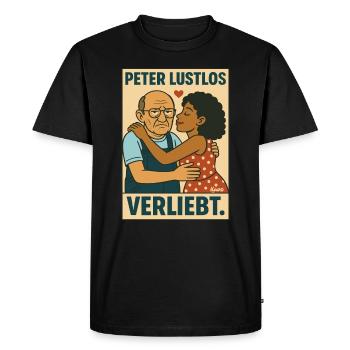 Peter Listless – in love and overwhelmed - Men's Premium Organic T-Shirt - black - Front - Nico (187cm)