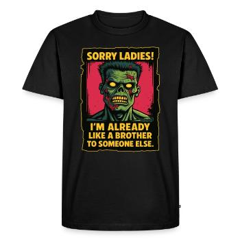 Zombie Saying – I'm Beautiful Like a Brother - Men's Premium Organic T-Shirt - black - Front - Nico (187cm)