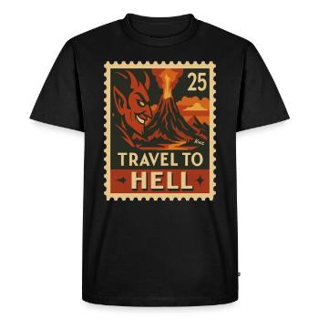 Voyage diabolique en enfer en timbre - T-shirt Premium bio Homme - noir - Devant - Nico (187cm)