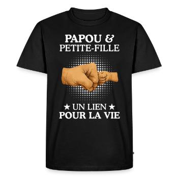 Papou et Petite-Fille un lien pour la vie cadeau - T-shirt Premium bio Homme - noir - Devant - Nico (187cm)