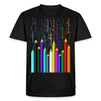 Crayons, crayons de couleur, crayons en bois, crayons de couleur, feutres - T-shirt Premium bio Homme - noir - Devant - Nico (187cm)