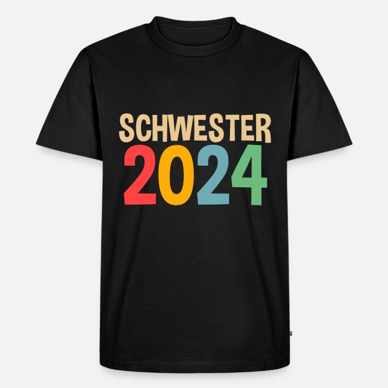 Werdende Schwester 2024 - Männer Premium Bio T-Shirt - Schwarz