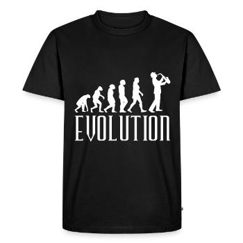 Evolution Saxophone - Men's Premium Organic T-Shirt - black - Front - Nico (187cm)