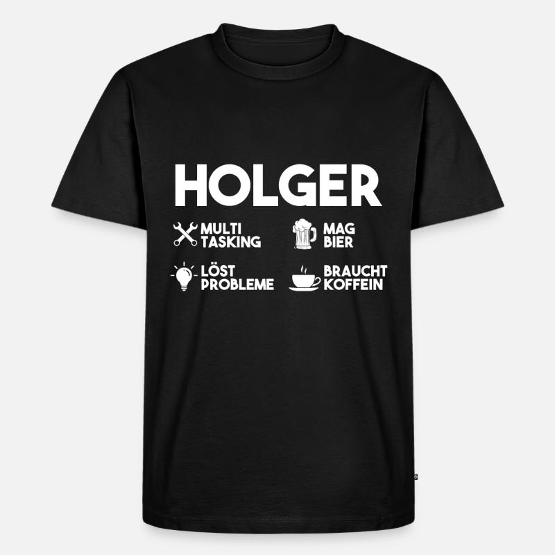 Holger - Männer Premium Bio T-Shirt - Schwarz