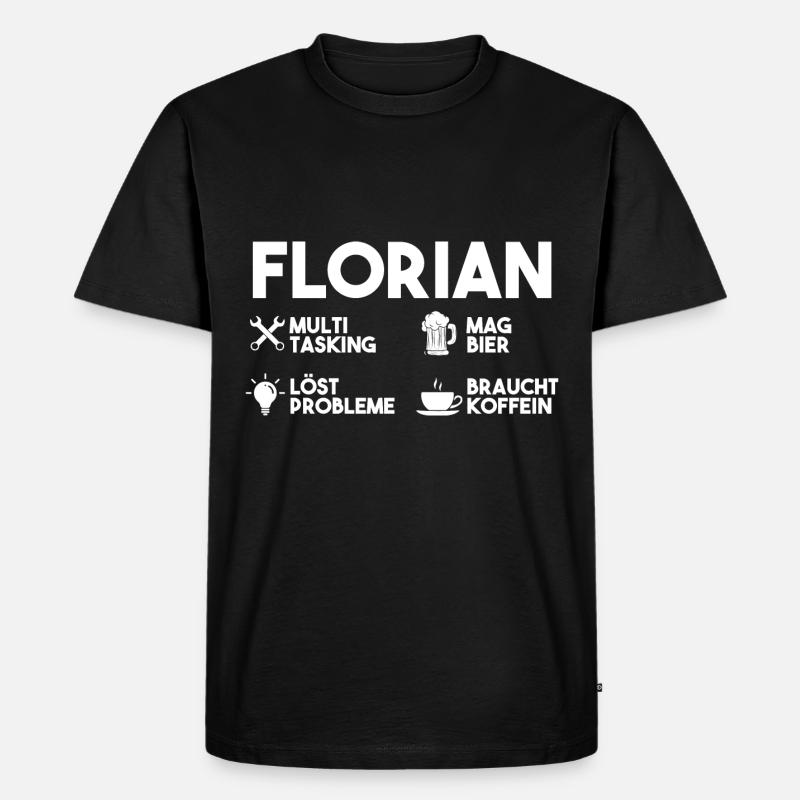 Florian - Männer Premium Bio T-Shirt - Schwarz