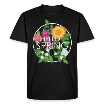Hello Spring - Men's Premium Organic T-Shirt - black - Front - Nico (187cm)