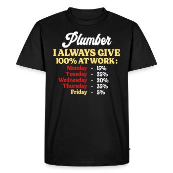 100% Au Travail Citation Drôle Plombier - T-shirt Premium bio Homme - noir - Devant - Nico (187cm)