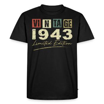 Vintage 1943 Original 1943 Anniversary Gift - Men's Premium Organic T-Shirt - black - Front - Nico (187cm)