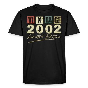 Vintage 2002 Original Cadeau Anniversaire 2002 - T-shirt Premium bio Homme - noir - Devant - Nico (187cm)