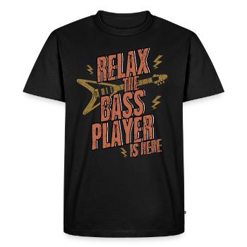 Relax the bass player is here - Men's Premium Organic T-Shirt - black - Front - Nico (187cm)