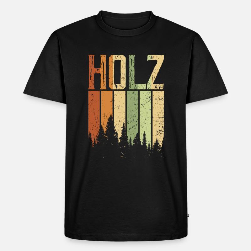 Holz - Männer Premium Bio T-Shirt - Schwarz