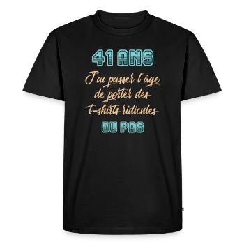 41 ans anniversaire - T-shirt Premium bio Homme - noir - Devant - Nico (187cm)