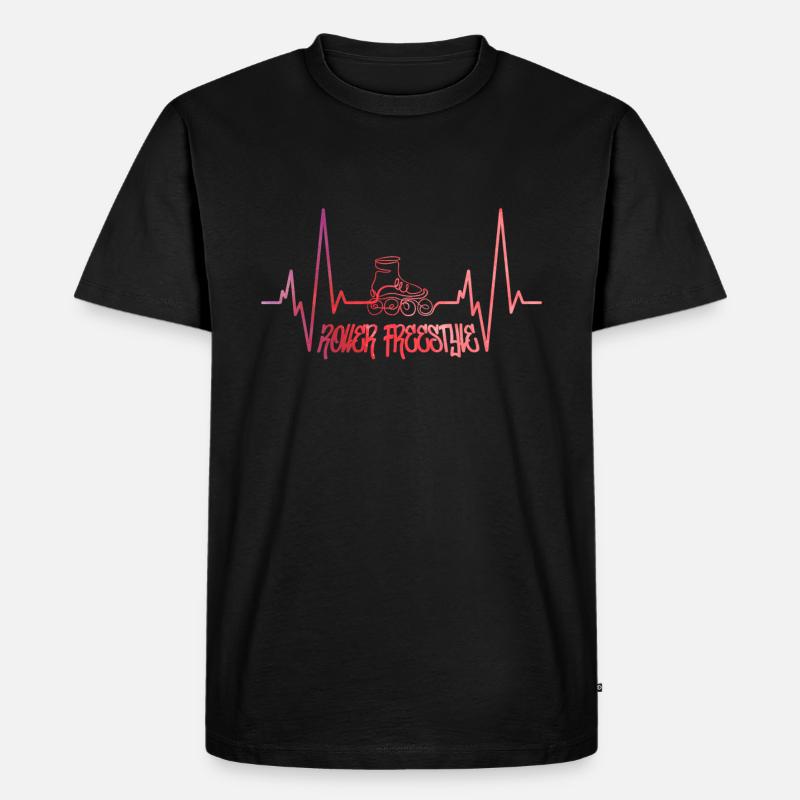 Roller Freestyle Herzschlag - Männer Premium Bio T-Shirt - Schwarz
